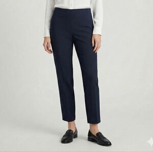 Talbots Chatham Ankle Pants 12 Navy Blue Side Zip Bi-Stretch Slim Leg Office